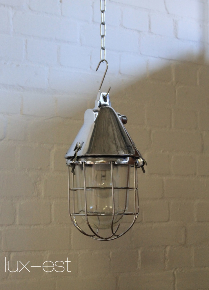BUNKERLAMPE Fabrik Loft Lampe Industrie Design Lamp Vintage poliert EX 