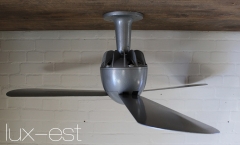  Ceiling fan from the renown manufacturer 'Heinke' from Zwickau (Saxonia, Germany) with original grey hammer finish varnish. This industrial fan were never used, only stored for...