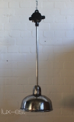 'GERA S II' Pendel Industrie Fabrik Design Lampe Stahlblech Bakelit