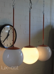 'SARA M' Pendel Design Lampe Opal Glas Kugel Bauhaus Vintage